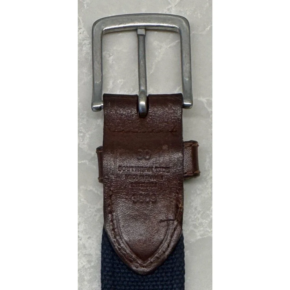 Southern Tide - Canvas Brown Leather Fish Belt - Men's Size 30 - Green